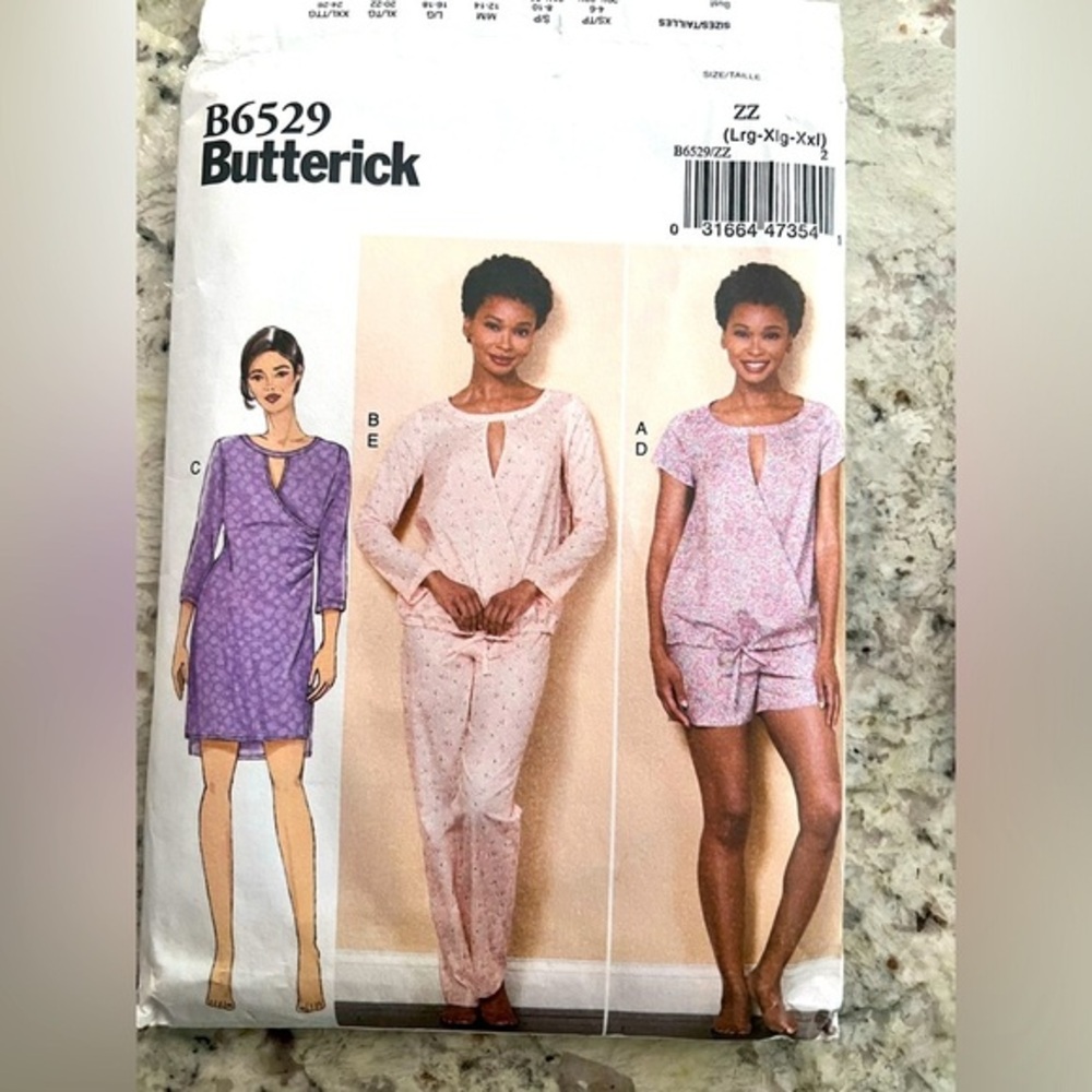 Butterick B 6529 uncut lounge/pajama patterns sizes-XS-med & lg-xxl